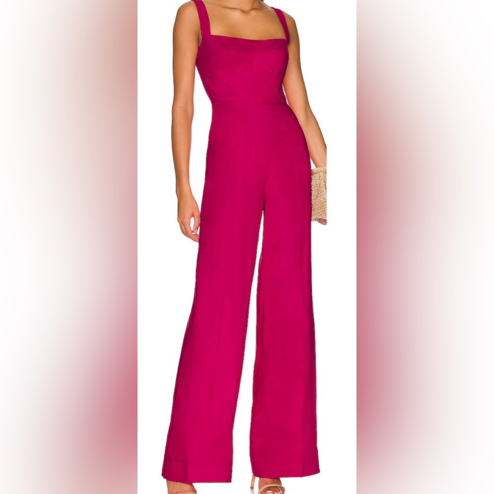 Saloni linen jumpsuit, magenta fuschia pink, great condition